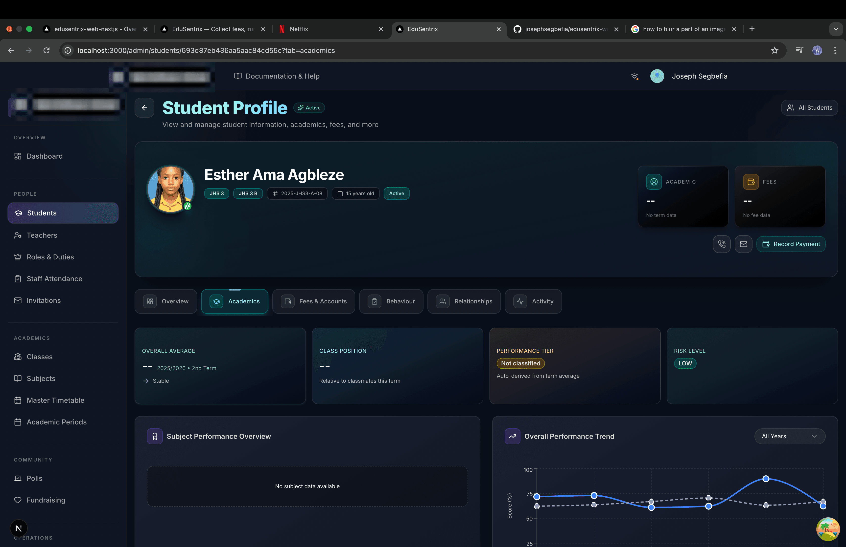 EduSentrix Dashboard